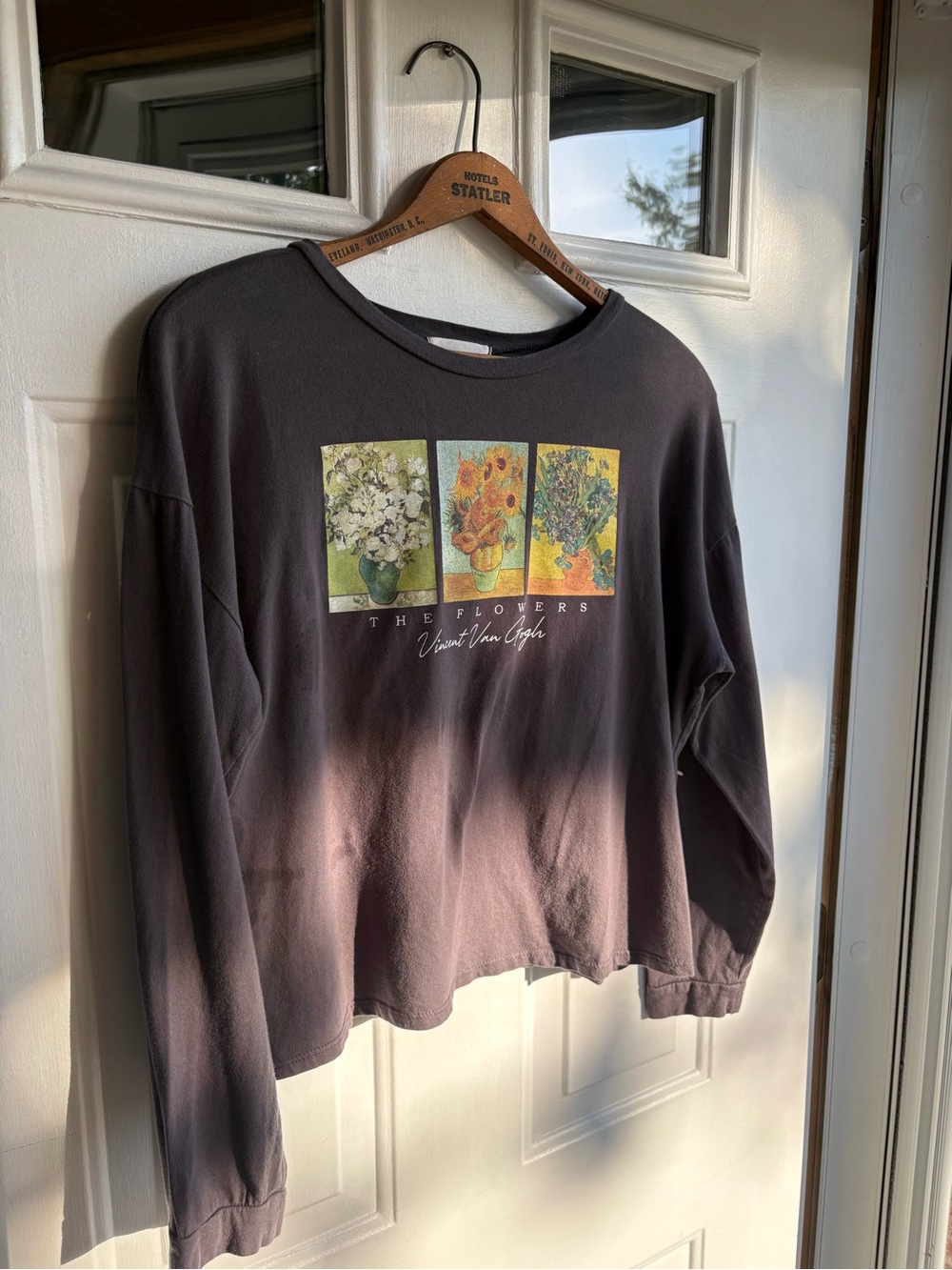 French Pastry Vincent Van Gogh Flowers Graphic Long Sleeve Tee Size L Oversized